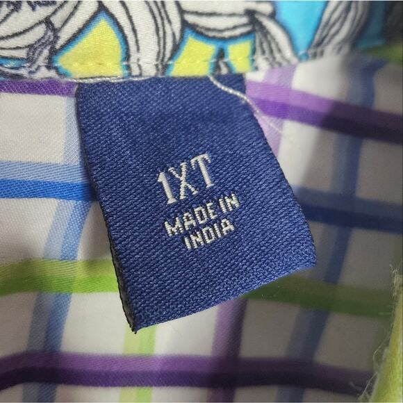 Robert Graham Flip Cuff Floral and Plaid Button Down, size 1XT - Picture 6 of 6